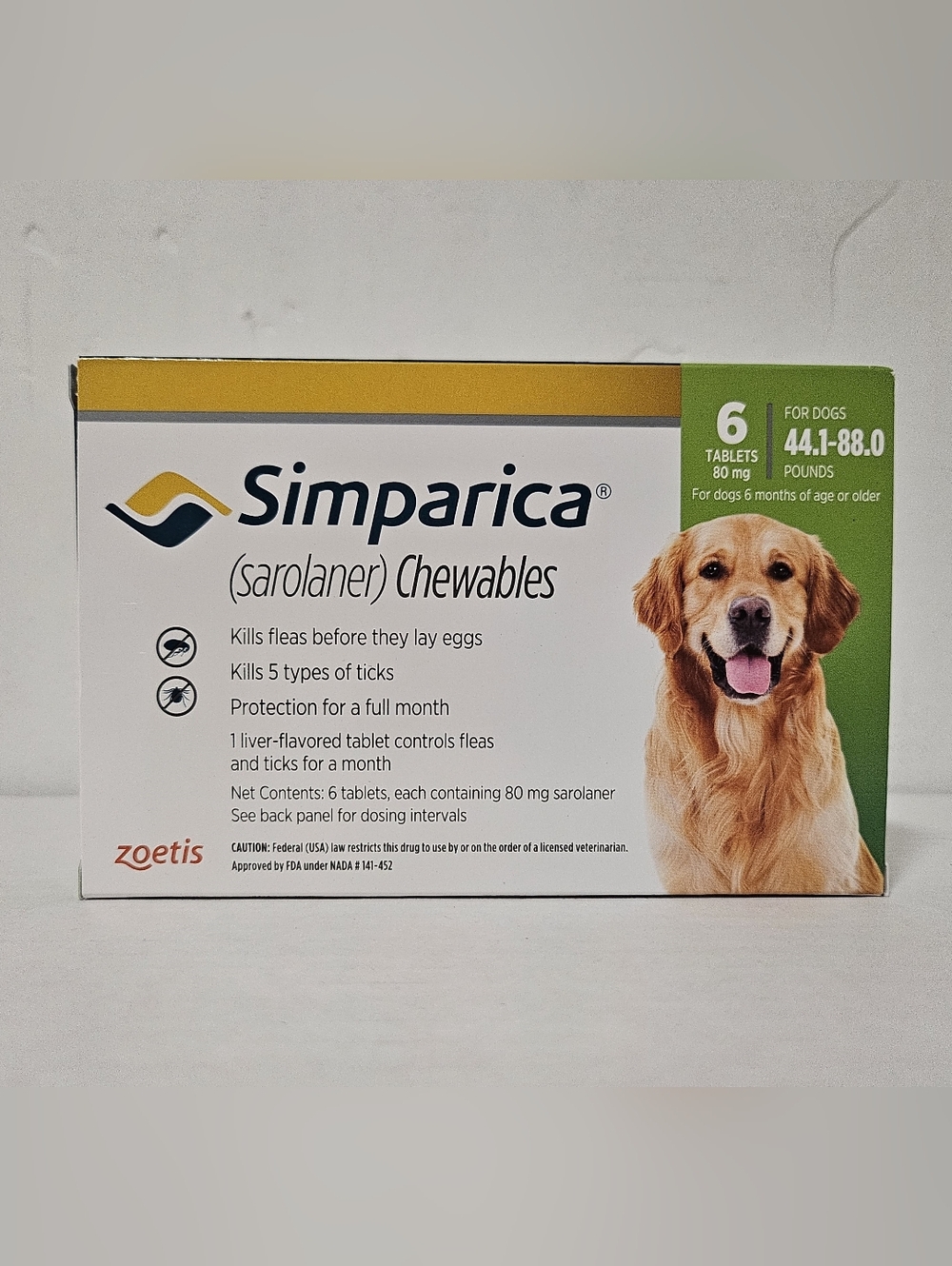 Flea & Tick Protection For 44-88 lbs Large Dogs (6 Tablets)
